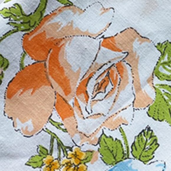 Vintage Flower Print Queen Flat Sheet and Pillowcase - Picture 3 of 4